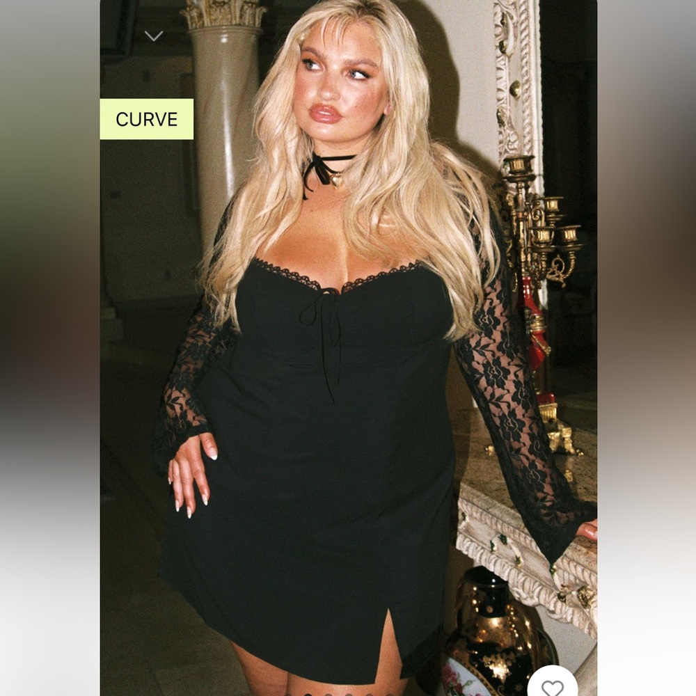 Princess Polly ash wood lace sleeve mini dress